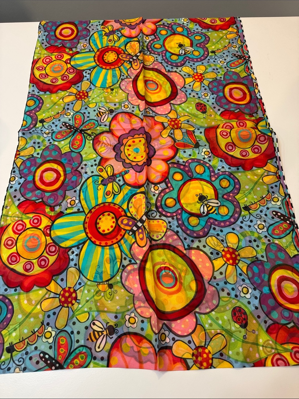 Floral Silk Scarf (66”x 20”) - Picture 5 of 6